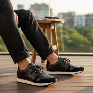 Bally Sprinter Men’s Black Leather & Suede Sneakers Size 7.5D | Designer Shoes